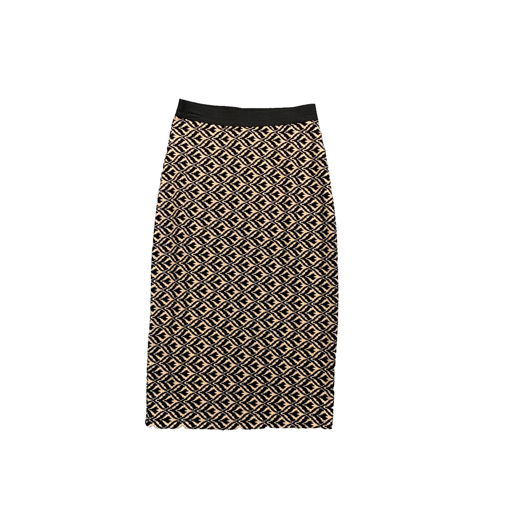 Bobeau Skirt Women S Small Black Tan Ikat Tribal Print Straight Pencil Patterned